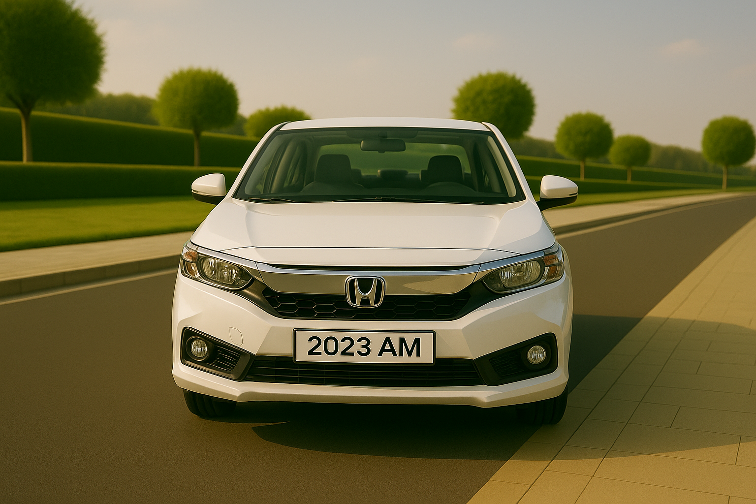 
								Honda Amaze White 2023 full									